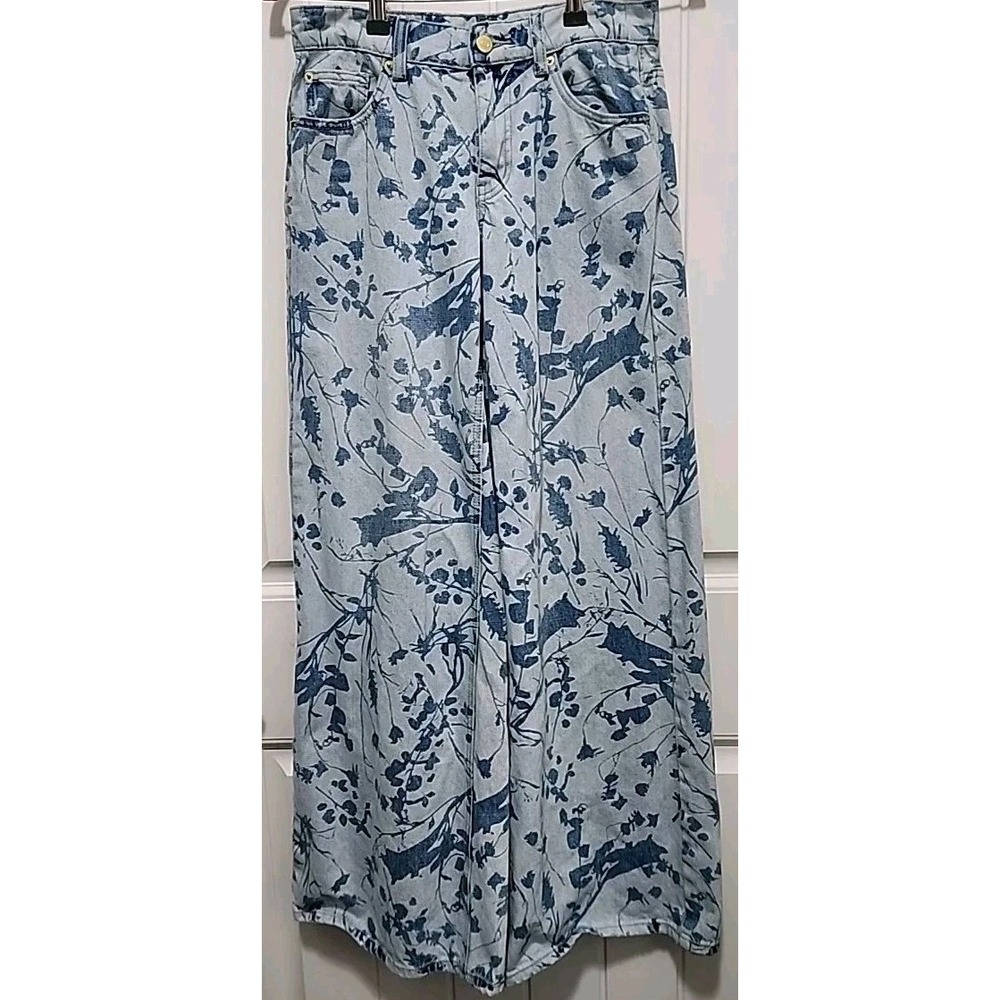 BDG Womens Jeans Size 26 Floral Denim Wide Leg Light Wash Low A-Wide Skater